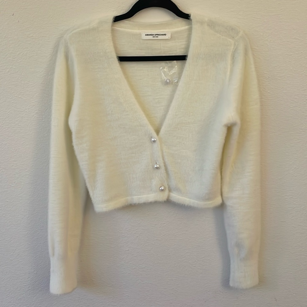 Amanda Uprichard Cozy Button Cardi Ivory Pearl Buttons Small
